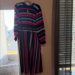 Eloquii Colorful Striped Long Sleeve Dress